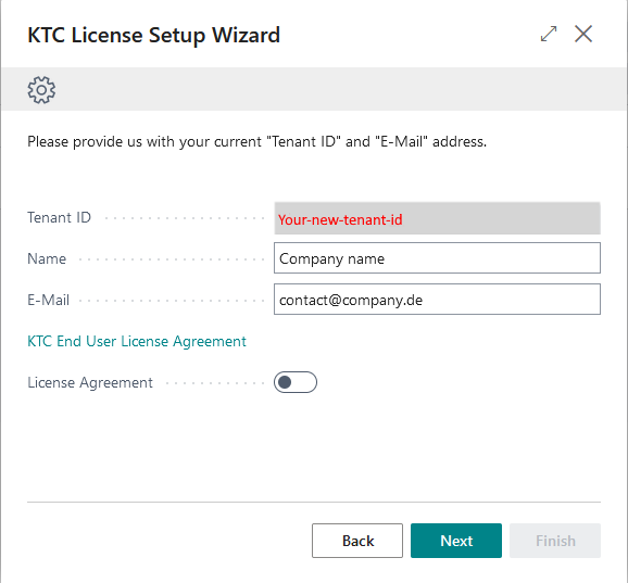 Image : The KTC License Setup Wizard