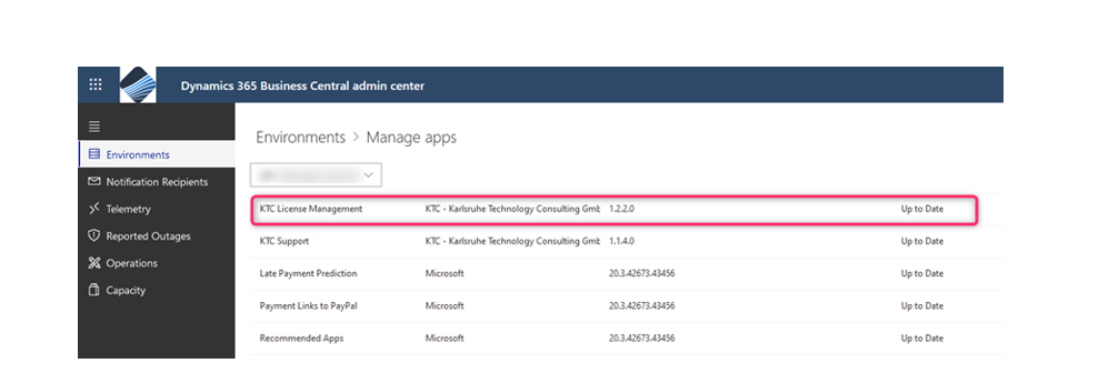 Image : Open the Microsoft Dynamics 365 Business Central Admin Portal